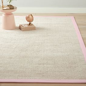 Thick Border Chenille Jute Rug - Light Pink