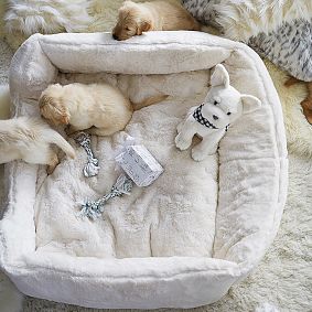 Faux-Fur Pet Bed, Ivory Luxe