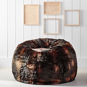 Large Brown Bear Faux-Fur Bean Bag Chair