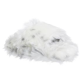 Gray Leopard Open Toe Faux-Fur Slide Slippers