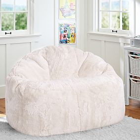 Ivory Polar Bear Faux-Fur Cloud Couch (45")