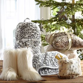 Faux Fur Gray Cheetah Backpack