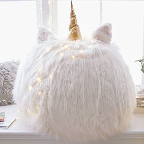 Large Unicorn Faux Fur Critter Bean Bag Chair Slipcover