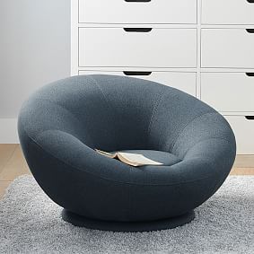 Basketweave Indigo Groovy Swivel Chair