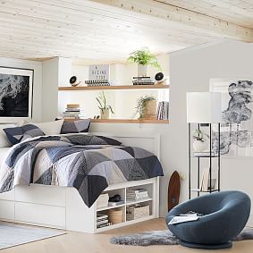 Basketweave Indigo Groovy Swivel Chair