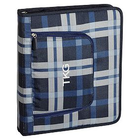 Gear-Up Blue Print Block Plaid Homework Holder