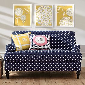 Navy Polka Dot Alston Loveseat