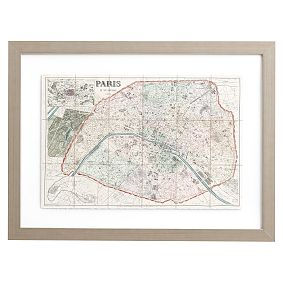 Paris Map Framed Art, 24"x18"