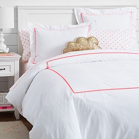 Pop Dot Duvet Cover &amp; Sham, Neon Pink
