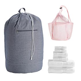 Shower &amp; Laundry Set W/ Hanging Caddy, Mini Dot