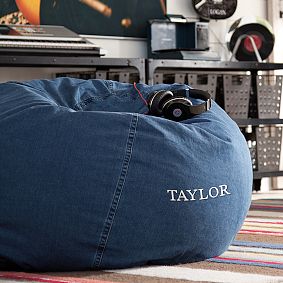Large Denim Enzyme-Washed Beanbag