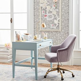 Dusty Lavender Pleated Swivel Desk Chair