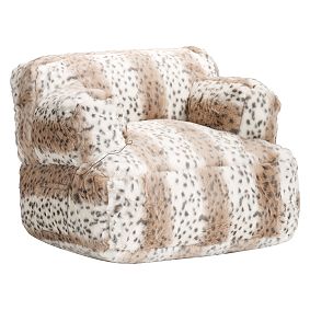Snow Leopard Faux-Fur Eco Media Lounger