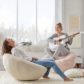 Iced Faux-Fur Blush Groovy Swivel Chair