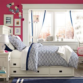 Quincy Scallop Duvet Cover, Royal Navy