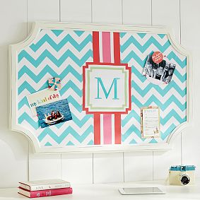 Scallop Framed Monogram Pinboard - Pool Chevron