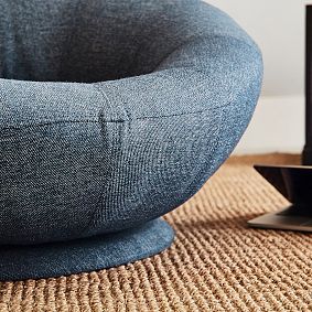 Boucle Twill Indigo Groovy Swivel Chair