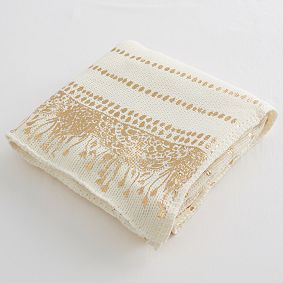 Lilly Pulitzer Gold Printed Knit Throw