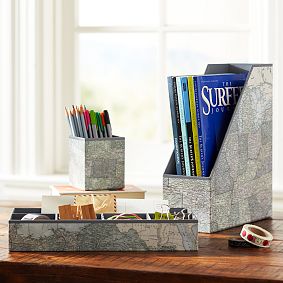 Printed Desk Accessories - Black and White Map