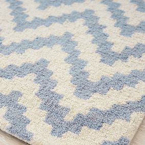 Chevron Peri Blue Wool Rug, 3x5