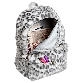 Faux Fur Gray Cheetah Backpack