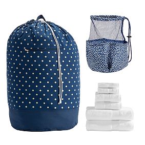 Shower &amp; Laundry Set W/ Hanging Caddy, Mini Dot
