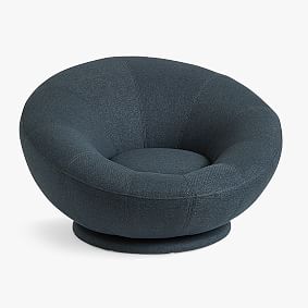 Basketweave Indigo Groovy Swivel Chair