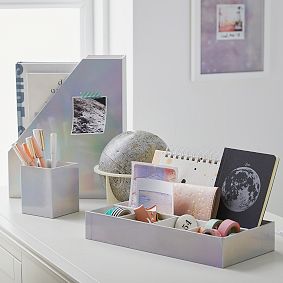 Paper Desk Accessories, Set of 3, Iridescent