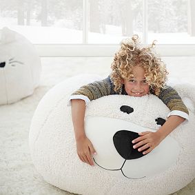 Large Bear Critter Faux-Fur Bean Bag Chair