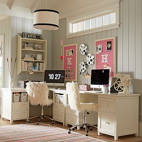 Beadboard Smart Double Cubby Corner Desk
