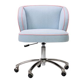 Denim with Piping Wingback Swivel Desk Chair