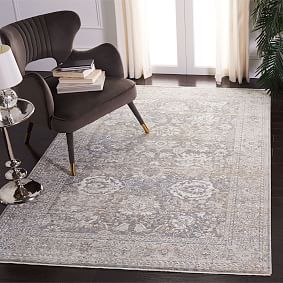 Grey/Beige Teardrop Flowers Rug