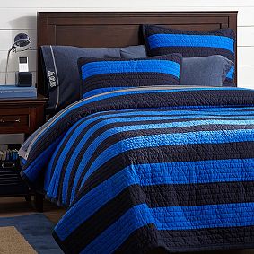 Rugby Stripe Reversible Quilt + Sham