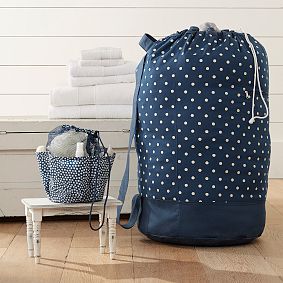 Shower &amp; Laundry Set W/ Hanging Caddy, Mini Dot