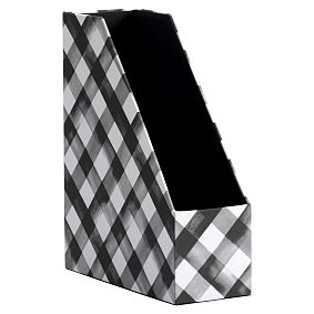 Fabric Desk Accessories, Set of 3, Black Watercolor Plaid