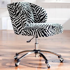 Zebra Jacquard Wingback Desk Chair