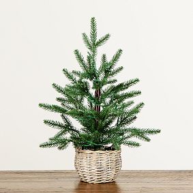 Tabletop Pre-lit Christmas Mini Tree in Basket (1.5 Ft.)
