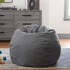 Large Classic Plain Weave Charcoal Beanbag Chair