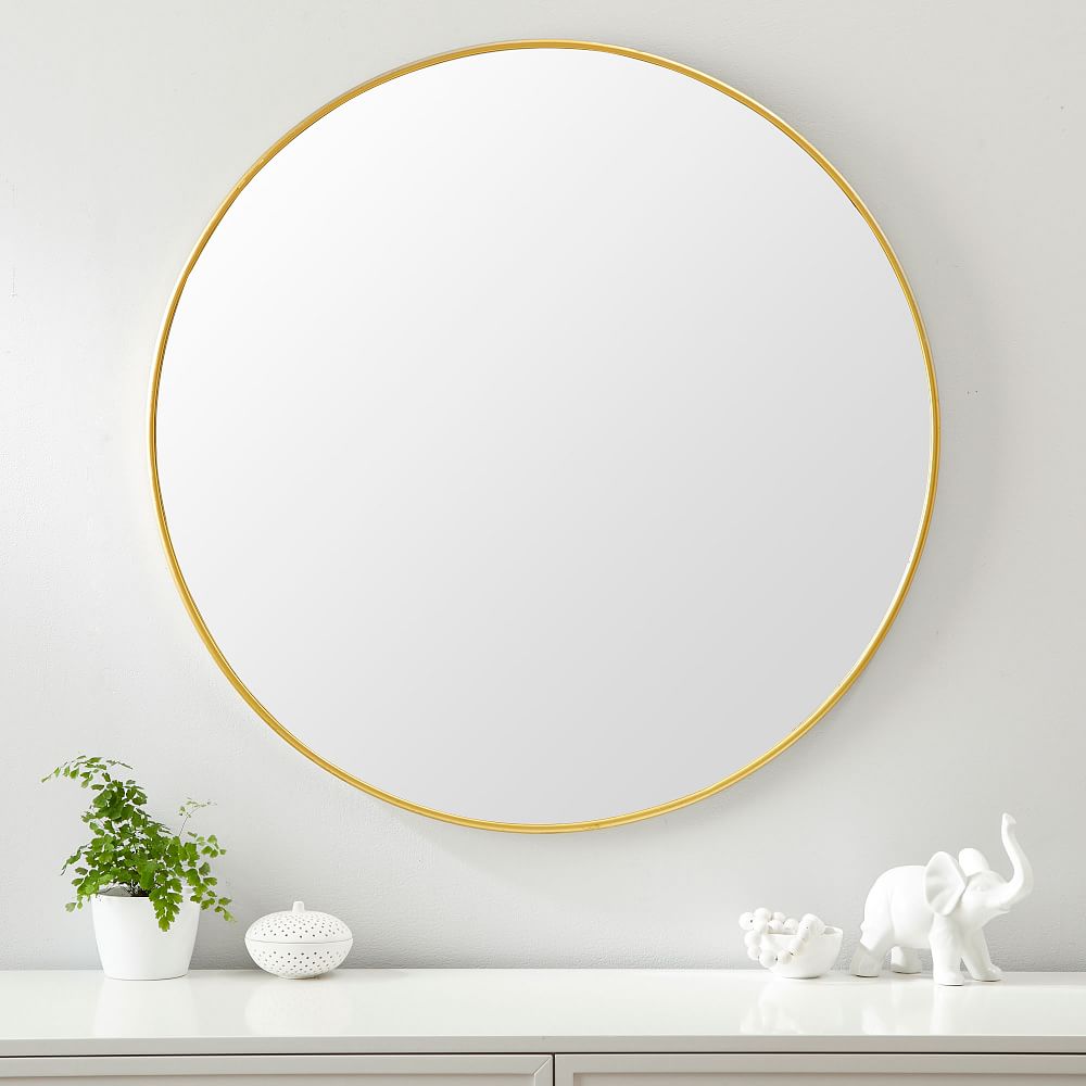 Metal Framed Round Mirror (36&quot;)
