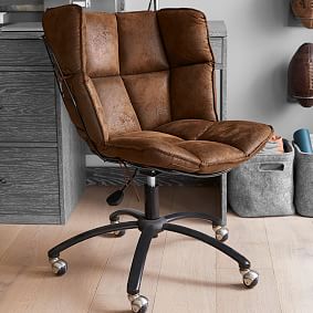 Textured Faux Suede Tobacco Glove Swivel Desk Chair