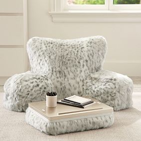 Gray Leopard Faux-Fur Backrest Pillow Cover