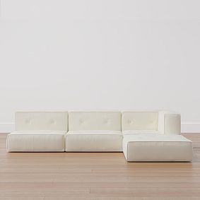 Cushy Piped Trim L-Shaped Sectional Set (96&quot;)