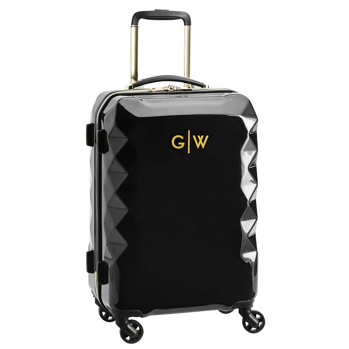 Luxe Hard-Sided Black Carry-On Spinner Suitcase Pottery Barn Teen