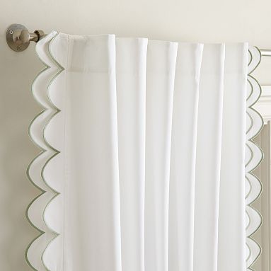 Scallop Trimmed Light-Filtering Curtain - Thumbnail 2
