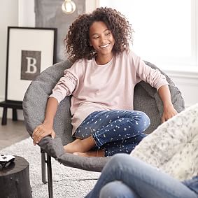 Chenille Crossweave Platinum Hang-A-Round Chair