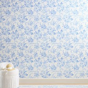LoveShackFancy Damask Blue Floral Wallpaper Samples