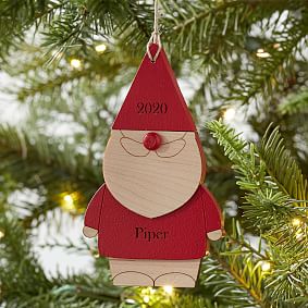 Santa Carved Wood Ornament