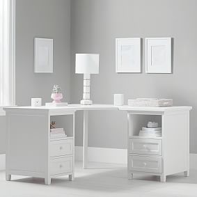 Beadboard Smart Double Cubby Corner Desk