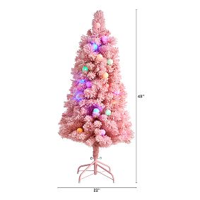 Pink Flocked Christmas Tree - 4ft