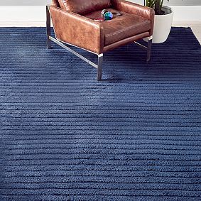 Plush Performance Ribbed Rug - Navy